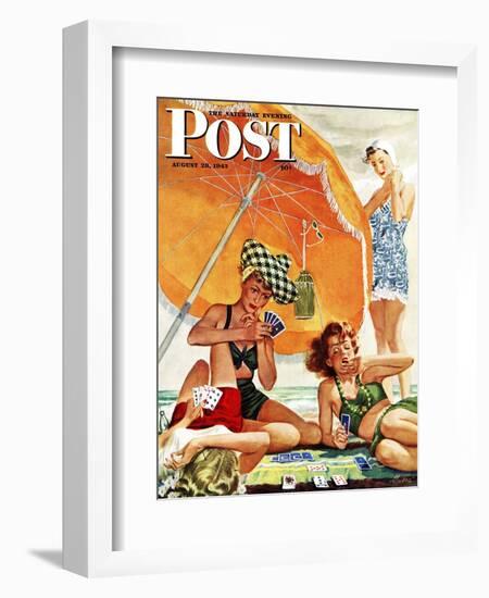 "Card Game at the Beach," Saturday Evening Post Cover, August 28, 1943-Alex Ross-Framed Giclee Print