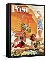 "Card Game at the Beach," Saturday Evening Post Cover, August 28, 1943-Alex Ross-Framed Stretched Canvas