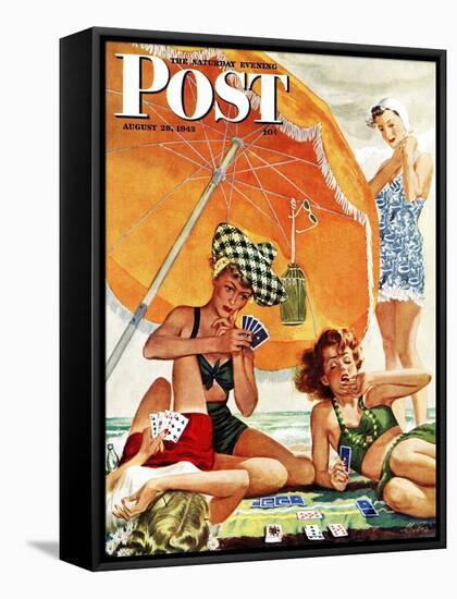 "Card Game at the Beach," Saturday Evening Post Cover, August 28, 1943-Alex Ross-Framed Stretched Canvas