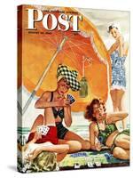 "Card Game at the Beach," Saturday Evening Post Cover, August 28, 1943-Alex Ross-Stretched Canvas