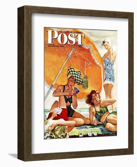 "Card Game at the Beach," Saturday Evening Post Cover, August 28, 1943-Alex Ross-Framed Premium Giclee Print