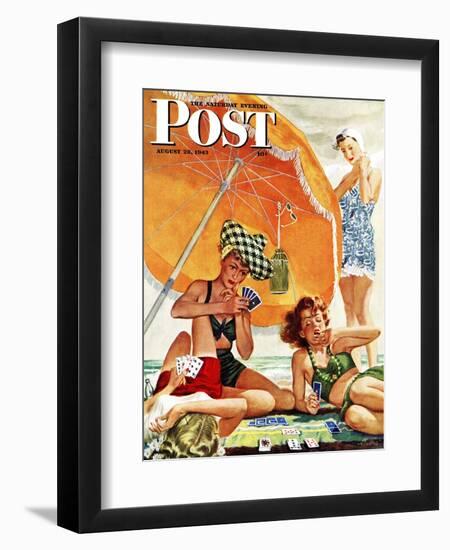 "Card Game at the Beach," Saturday Evening Post Cover, August 28, 1943-Alex Ross-Framed Premium Giclee Print