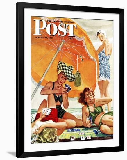 "Card Game at the Beach," Saturday Evening Post Cover, August 28, 1943-Alex Ross-Framed Giclee Print