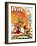 "Card Game at the Beach," Saturday Evening Post Cover, August 28, 1943-Alex Ross-Framed Giclee Print