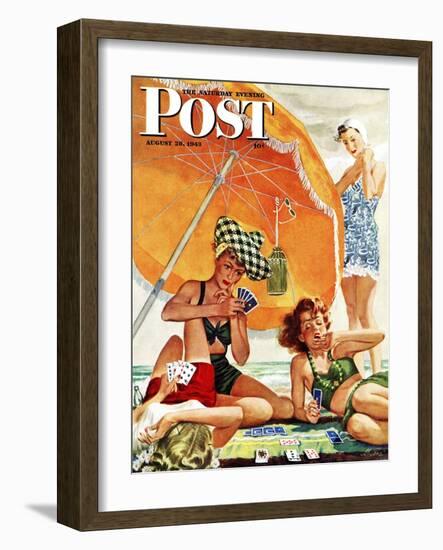 "Card Game at the Beach," Saturday Evening Post Cover, August 28, 1943-Alex Ross-Framed Premium Giclee Print