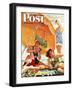 "Card Game at the Beach," Saturday Evening Post Cover, August 28, 1943-Alex Ross-Framed Premium Giclee Print