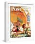 "Card Game at the Beach," Saturday Evening Post Cover, August 28, 1943-Alex Ross-Framed Premium Giclee Print