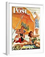 "Card Game at the Beach," Saturday Evening Post Cover, August 28, 1943-Alex Ross-Framed Premium Giclee Print