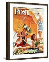 "Card Game at the Beach," Saturday Evening Post Cover, August 28, 1943-Alex Ross-Framed Premium Giclee Print