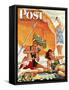 "Card Game at the Beach," Saturday Evening Post Cover, August 28, 1943-Alex Ross-Framed Stretched Canvas