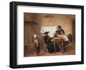 Card Players, 1870 (Oil on Canvas)-Luigi Zuccoli-Framed Giclee Print