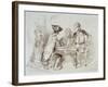 Card Players at Cabaret De Ramponeau, Sepia Drawing, France, 18th Century-null-Framed Giclee Print