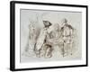 Card Players at Cabaret De Ramponeau, Sepia Drawing, France, 18th Century-null-Framed Giclee Print