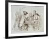 Card Players at Cabaret De Ramponeau, Sepia Drawing, France, 18th Century-null-Framed Giclee Print