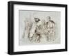 Card Players at Cabaret De Ramponeau, Sepia Drawing, France, 18th Century-null-Framed Giclee Print