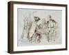 Card Players at Cabaret De Ramponeau, Sepia Drawing, France, 18th Century-null-Framed Giclee Print