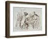 Card Players at Cabaret De Ramponeau, Sepia Drawing, France, 18th Century-null-Framed Premium Giclee Print