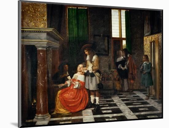 Card Players in an Opulent Interior-Pieter de Hooch-Mounted Premium Giclee Print