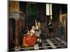 Card Players in an Opulent Interior-Pieter de Hooch-Mounted Premium Giclee Print