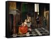 Card Players in an Opulent Interior-Pieter de Hooch-Framed Stretched Canvas