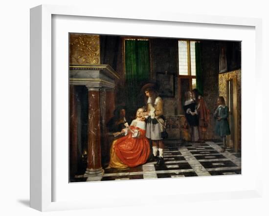 Card Players in an Opulent Interior-Pieter de Hooch-Framed Giclee Print