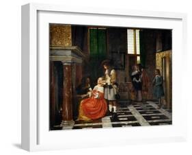Card Players in an Opulent Interior-Pieter de Hooch-Framed Giclee Print