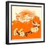 Card with A Flower Sakura and Japanese Houses-Stockerteam-Framed Art Print