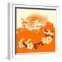 Card with A Flower Sakura and Japanese Houses-Stockerteam-Framed Art Print