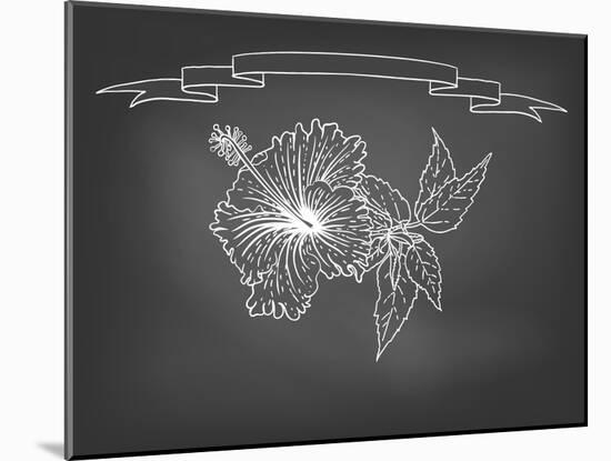 Card with Hibiscus Flower on Chalkboard-tukkki-Mounted Art Print