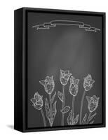 Card with Tulips on Chalkboard-tukkki-Framed Stretched Canvas