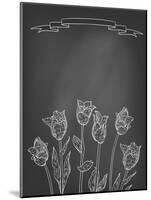 Card with Tulips on Chalkboard-tukkki-Mounted Art Print