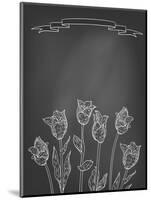 Card with Tulips on Chalkboard-tukkki-Mounted Art Print