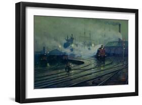 Cardiff Docks, 1896-Lionel Walden-Framed Giclee Print