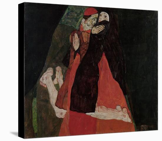 Cardinal and Nun (Caress)-Egon Schiele-Stretched Canvas