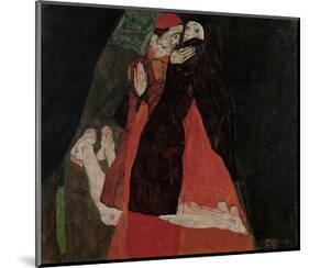 Cardinal and Nun (Caress)-Egon Schiele-Mounted Art Print