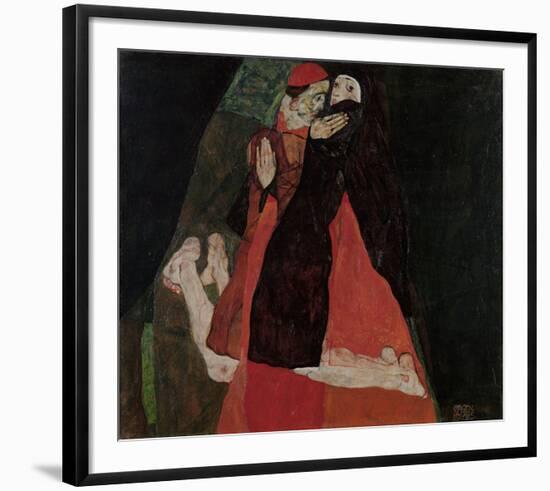 Cardinal and Nun (Caress)-Egon Schiele-Framed Art Print