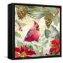 Cardinal and Pinecones I-Lanie Loreth-Framed Stretched Canvas