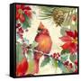 Cardinal and Pinecones II-Lanie Loreth-Framed Stretched Canvas