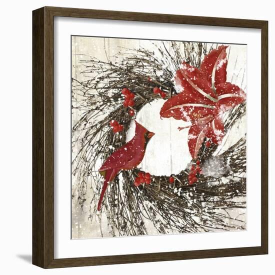 Cardinal Christmas I-Color Bakery-Framed Giclee Print