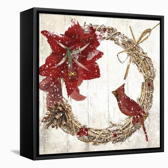 Cardinal Christmas II-Color Bakery-Framed Stretched Canvas