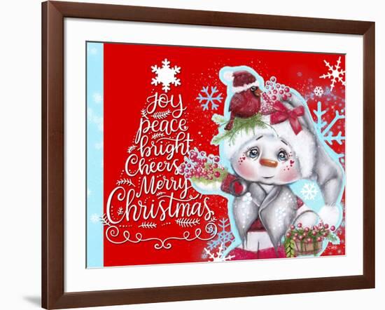 Cardinal Christmas Pal - Snowman - Tree Greeting-Sheena Pike Art And Illustration-Framed Giclee Print