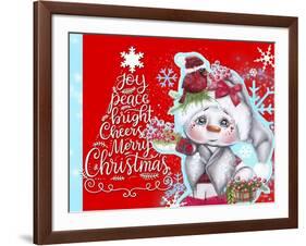 Cardinal Christmas Pal - Snowman - Tree Greeting-Sheena Pike Art And Illustration-Framed Giclee Print