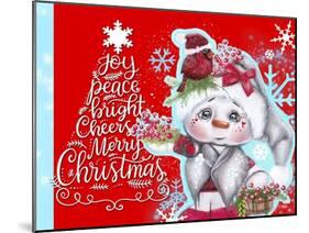 Cardinal Christmas Pal - Snowman - Tree Greeting-Sheena Pike Art And Illustration-Mounted Giclee Print