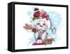 Cardinal Christmas Pal - Snowman-Sheena Pike Art And Illustration-Framed Stretched Canvas