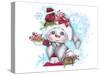 Cardinal Christmas Pal - Snowman-Sheena Pike Art And Illustration-Stretched Canvas