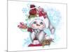 Cardinal Christmas Pal - Snowman-Sheena Pike Art And Illustration-Mounted Giclee Print