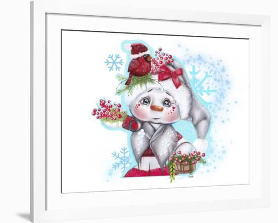 Cardinal Christmas Pal - Snowman-Sheena Pike Art And Illustration-Framed Premium Giclee Print