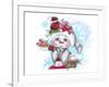 Cardinal Christmas Pal - Snowman-Sheena Pike Art And Illustration-Framed Premium Giclee Print