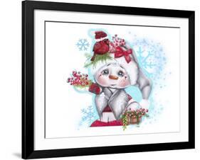 Cardinal Christmas Pal - Snowman-Sheena Pike Art And Illustration-Framed Premium Giclee Print