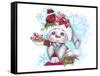 Cardinal Christmas Pal - Snowman-Sheena Pike Art And Illustration-Framed Stretched Canvas